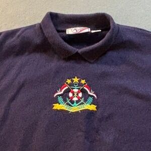 VTG Active Exchange Polo Sweatshirt Mens S Navy Nautical Embroidered Singapore